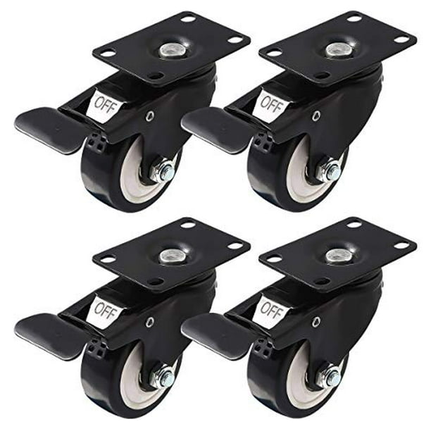 2 With Brake Swivel Caster Wheels Rubber Base with Top Plate & Bearing Heavy Duty with Total Lock Brake Pack of 4 Black by Online Best Service 2 With Brake Swivel Caster Wheels Rubber Base with Top Plate & Bearing Heavy Duty with Total Lock Brake Pack of 4 Black by Online Best Service